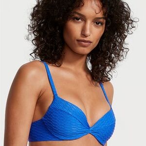 🌸NWT VICTORIA’S SECRET Royal Blue Textured Swim Top - size 36B